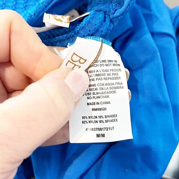 Becca Line in the Sand Ribbed Two Piece Bikini Swimsuit Royal Blue Medium - Picture 4 of 9